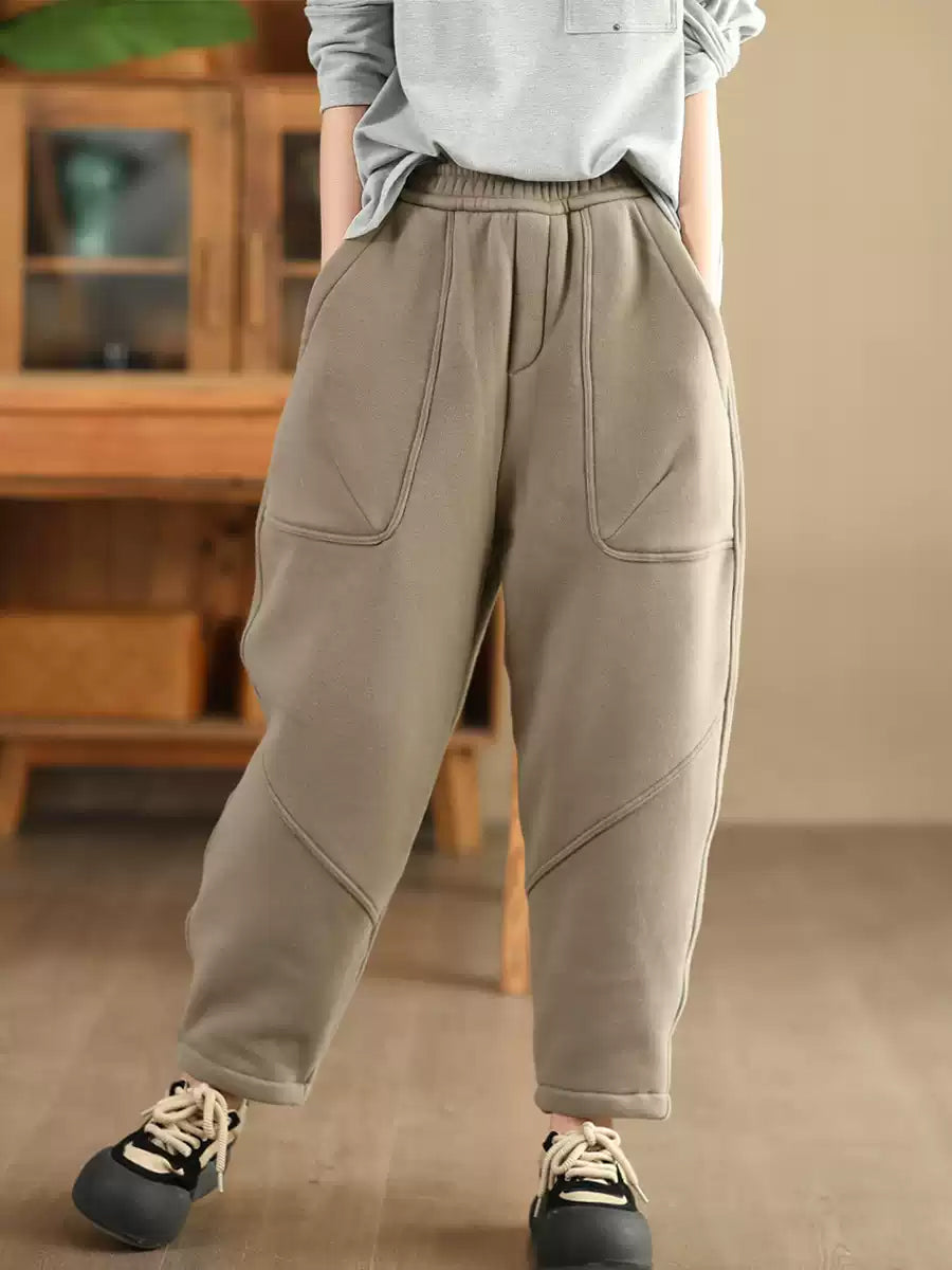 Autumn Cotton Fleece-lined Harem Pants Wg014