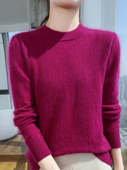 Autumn O-neck Soft 100%wool Sweater Qu030