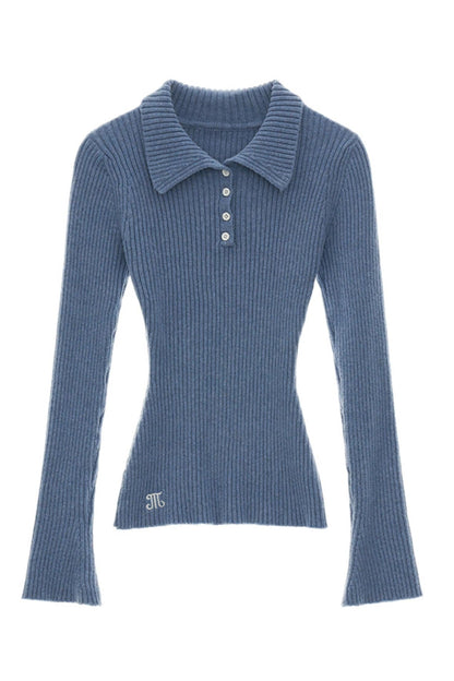 Ribbed Polo Sweater Sleeveless/long Sleeve