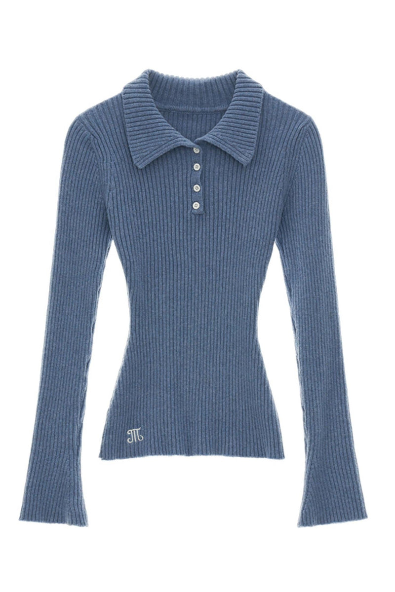 Ribbed Polo Sweater Sleeveless/long Sleeve
