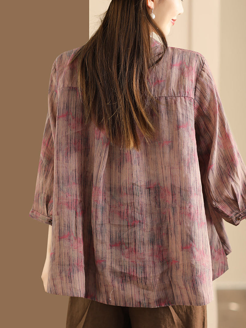 Spring Stripe Button-up Blouse Co1007