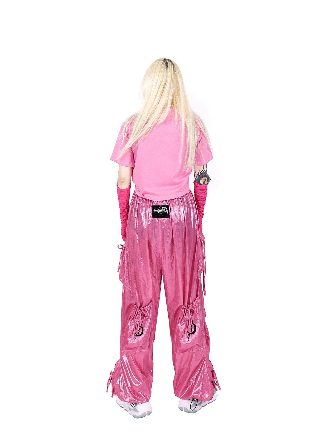 Pinkspink Metallic Cargo Balloon Pants - Silver/hot Pink