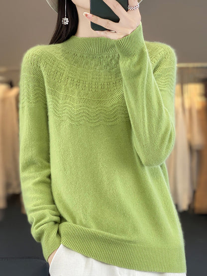 Autumn Cable Knit 100%wool Half Turtleneck Sweater Qn031