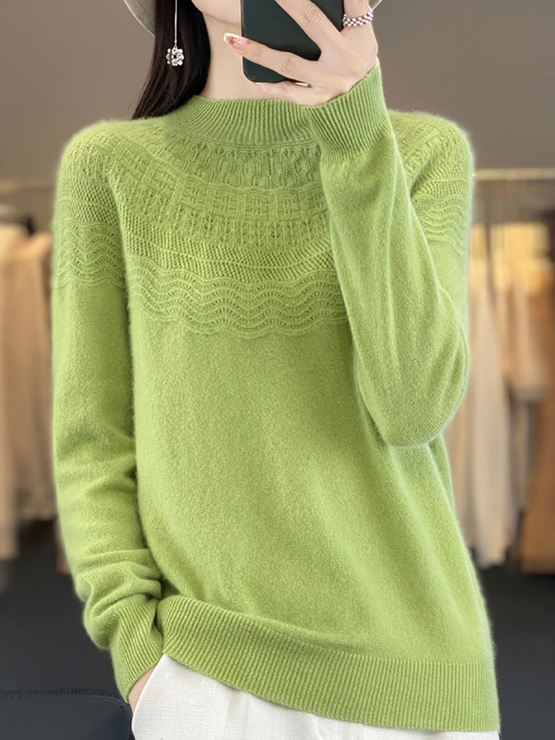 Autumn Cable Knit 100%wool Half Turtleneck Sweater Qn031