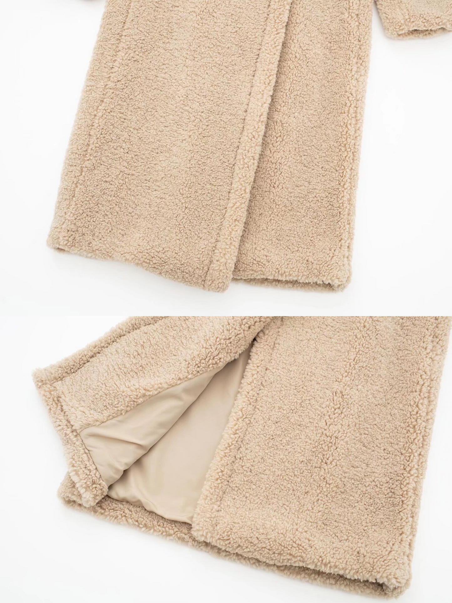 Athalia Double-breasted Long Teddy Coat