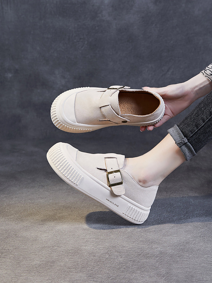 Leather Platform Flat Shoes Fg1027