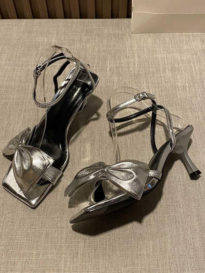 Bow-knot Chunky Heel Sandals