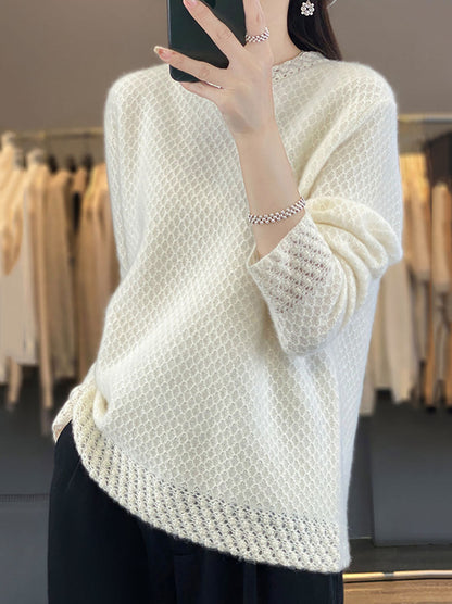Autumn Knit 100%wool O-neck Sweater Qm005