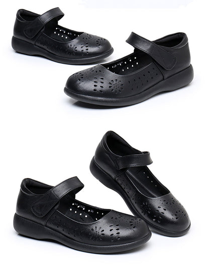 Summer Artsy Leather Cutout Flat Shoes Fg1024