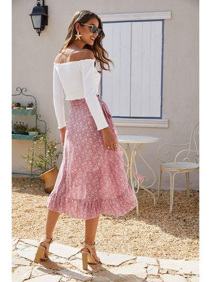 Wrap-tie Ruffle Skirt