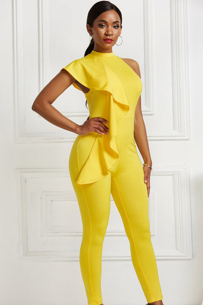 Tight Large Swing Ruffled Sleeveless Jumpsuit