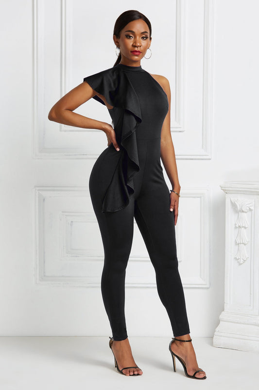 Tight Large Swing Ruffled Sleeveless Jumpsuit