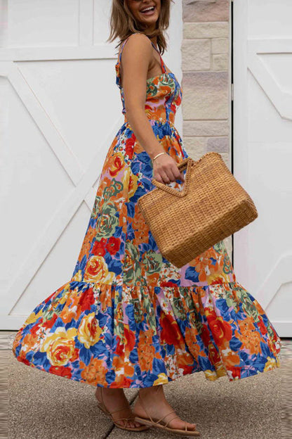 Style Lover Square Neck Adjustable Straps Maxi Dress