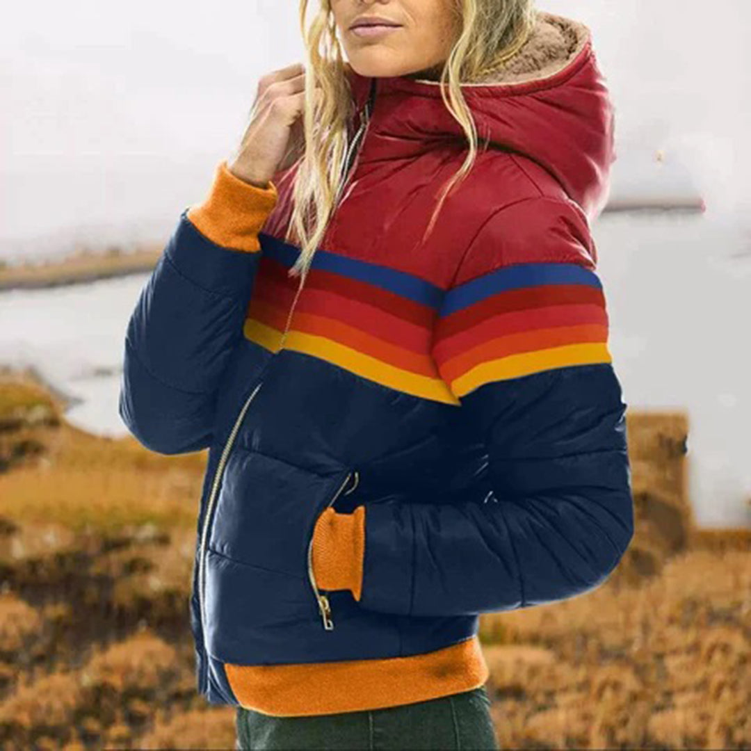 Winter Stitching Hooded Long Sleeve Coat