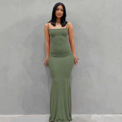 Dresses for Spaghetti Strap Black Long Dress Evening Y2k Sleeveless Skinny Bodycon Maxi Vestidos