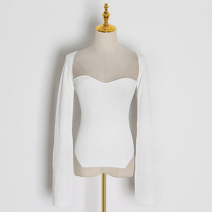 Spring Summer Pirational Arc Hem Side Slit Inner Sweater Sweater