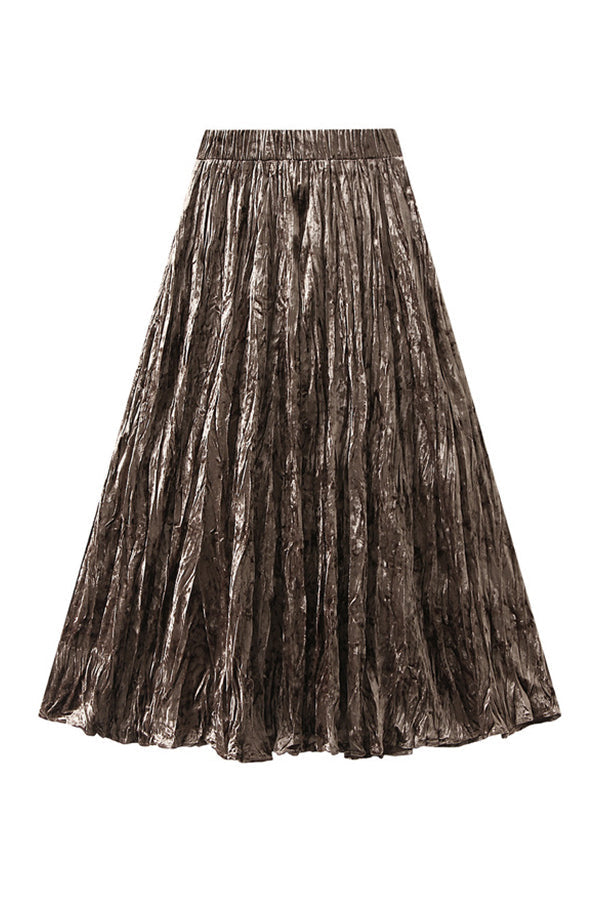 High-waisted A-line Versatile Mid-length Slimming Pleated Skirt