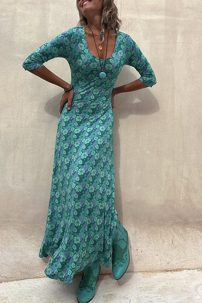 Iconic Crush Half Sleeve Elastic Maxi Dress