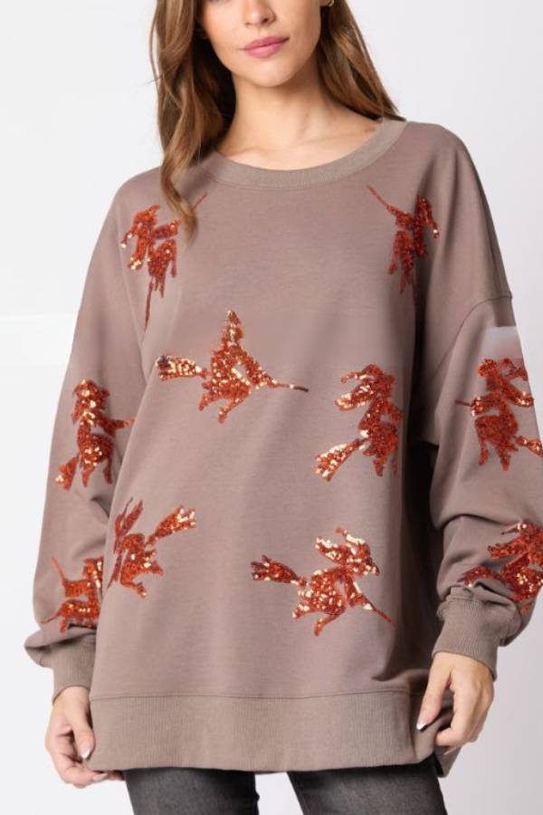 Halloween Witch Sequined Sweater Loose Top