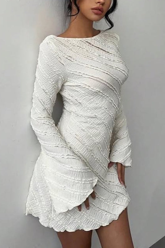 Boat Neck Backless A-line Sweater Dress