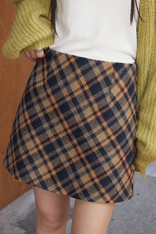 High-waist Plaid Pencil Skirt