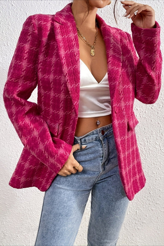 Red Plaid Blazer Coat