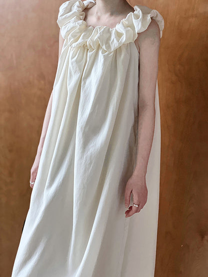 Loose Sleeveless Elasticity Pleated Color Split-joint Off-the-shoulder Maxi Dresses