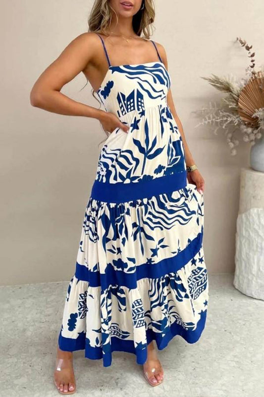 Ruffled With Print Maxi Dress