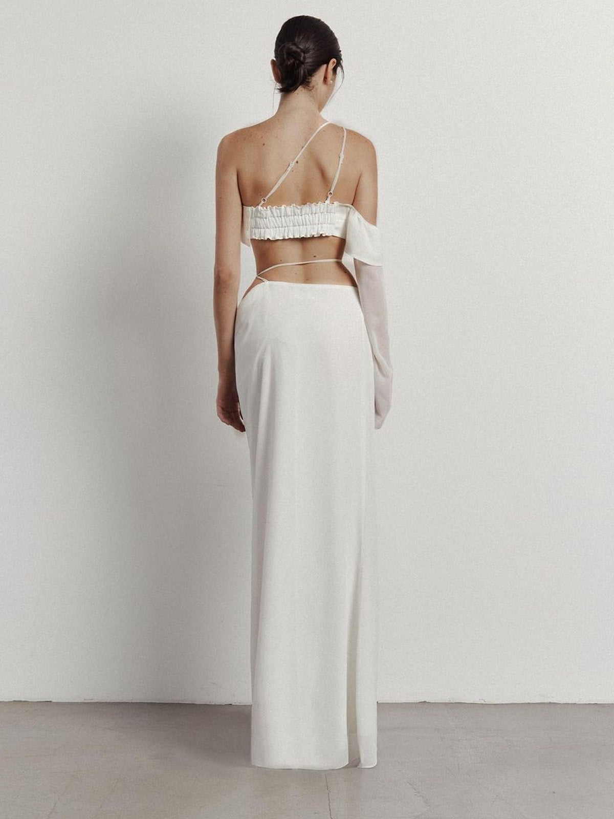 Ruffled Bandeau One-shoulder Top and Skirt