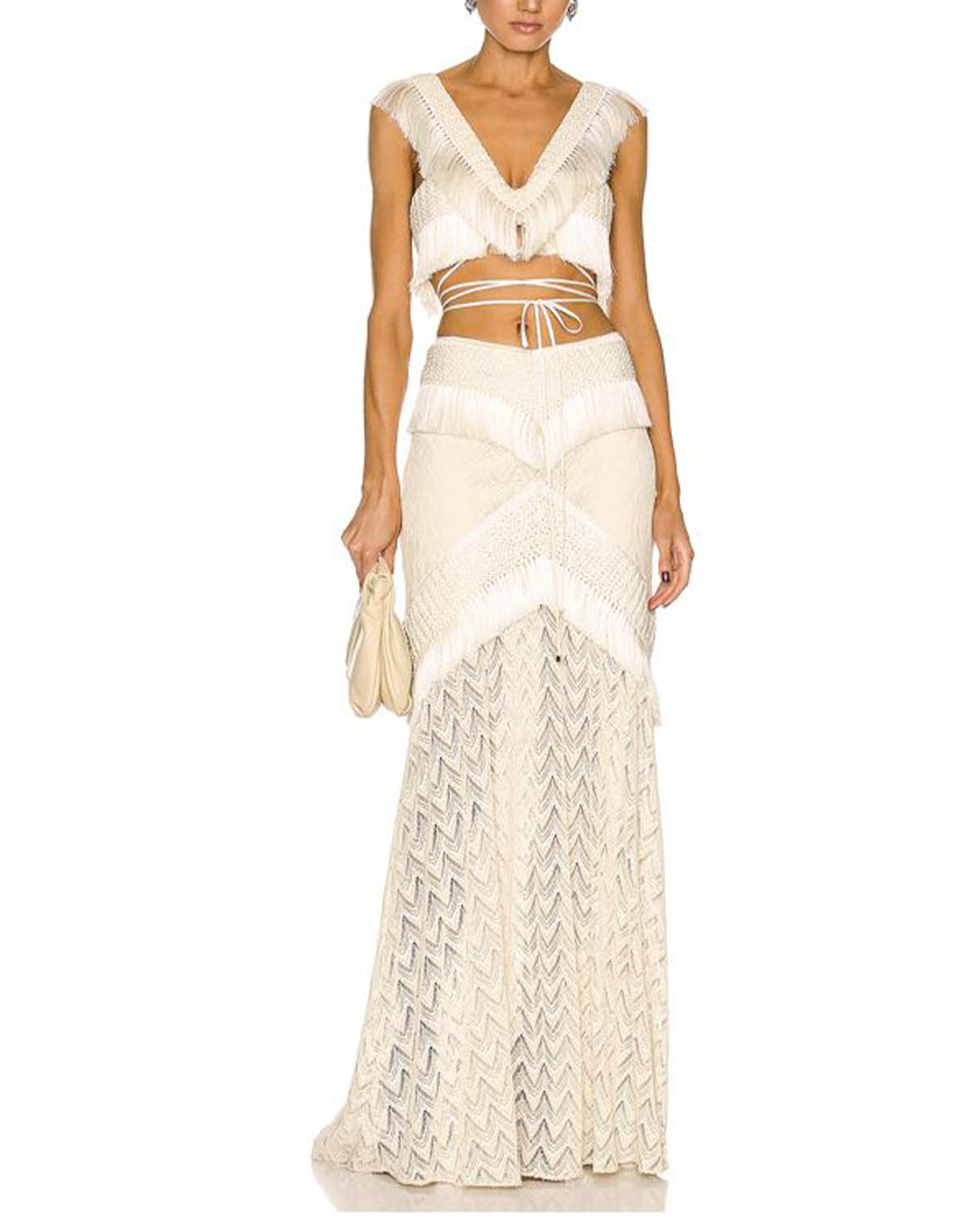 Beach Fringed Color Bikini Swimsuit and Skirt