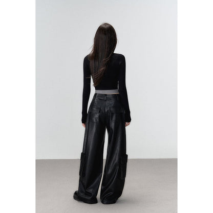 Black Hollow Out Knit Cardigan - 2-piece Design