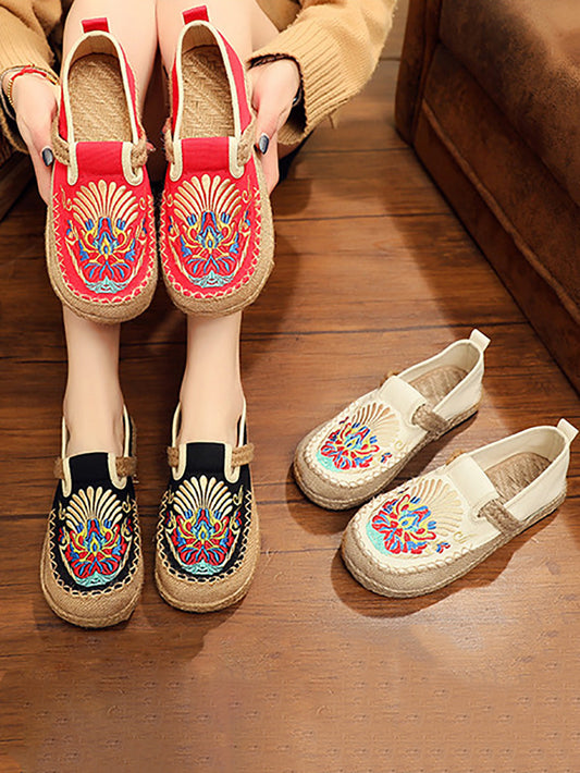 Summer Embroidery Cloth Linen Flat Shoes Ah1011