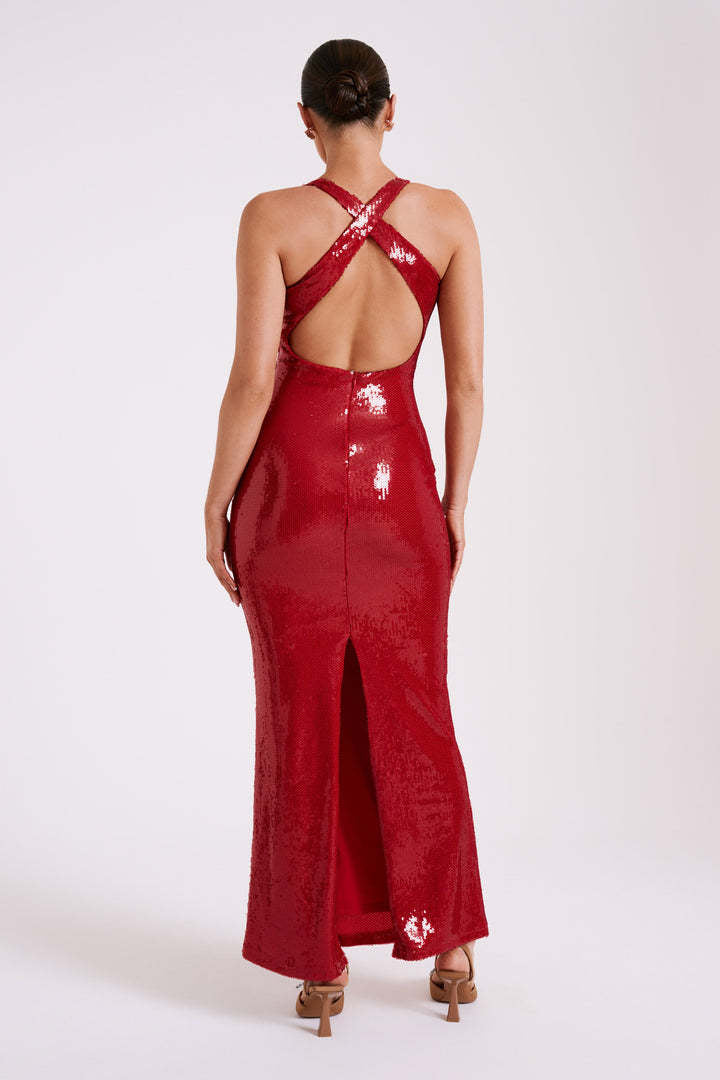 Cut-out Halter High Slit Maxi Dress