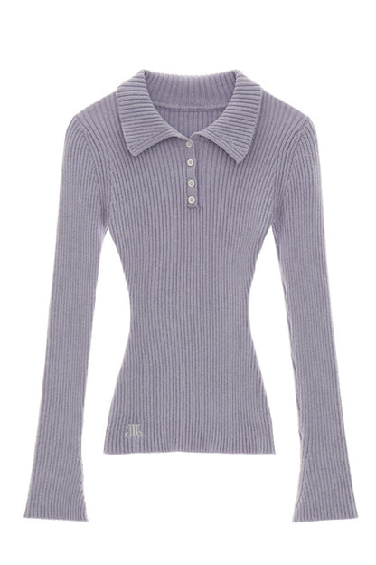 Ribbed Polo Sweater Sleeveless/long Sleeve