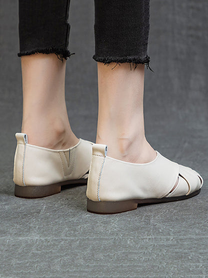 Summer Soft Leather Spliced Low-heel Shoes Cv1035