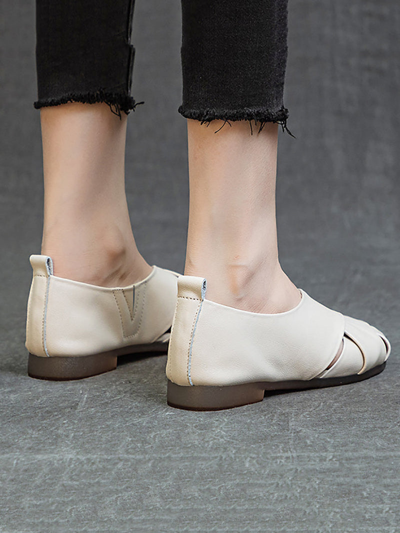 Summer Soft Leather Spliced Low-heel Shoes Cv1035