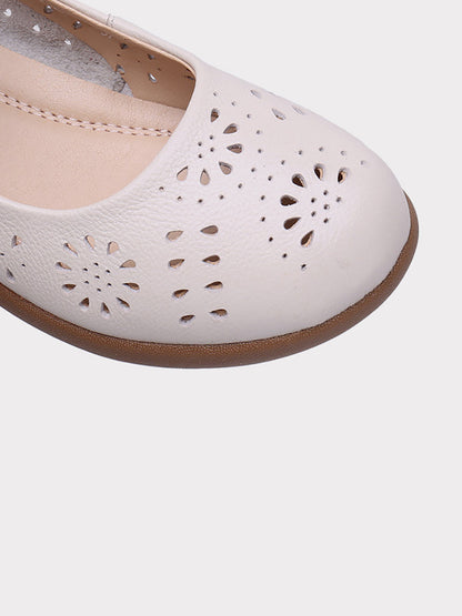 Summer Artsy Leather Cutout Flat Shoes Fg1024