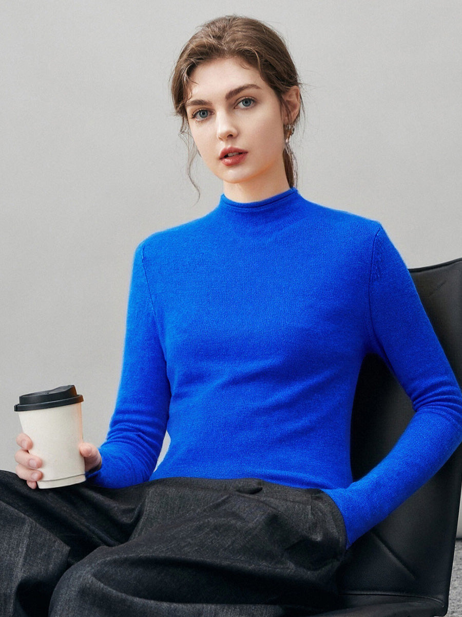 100% Cashmere Round Neck Knit Sweater