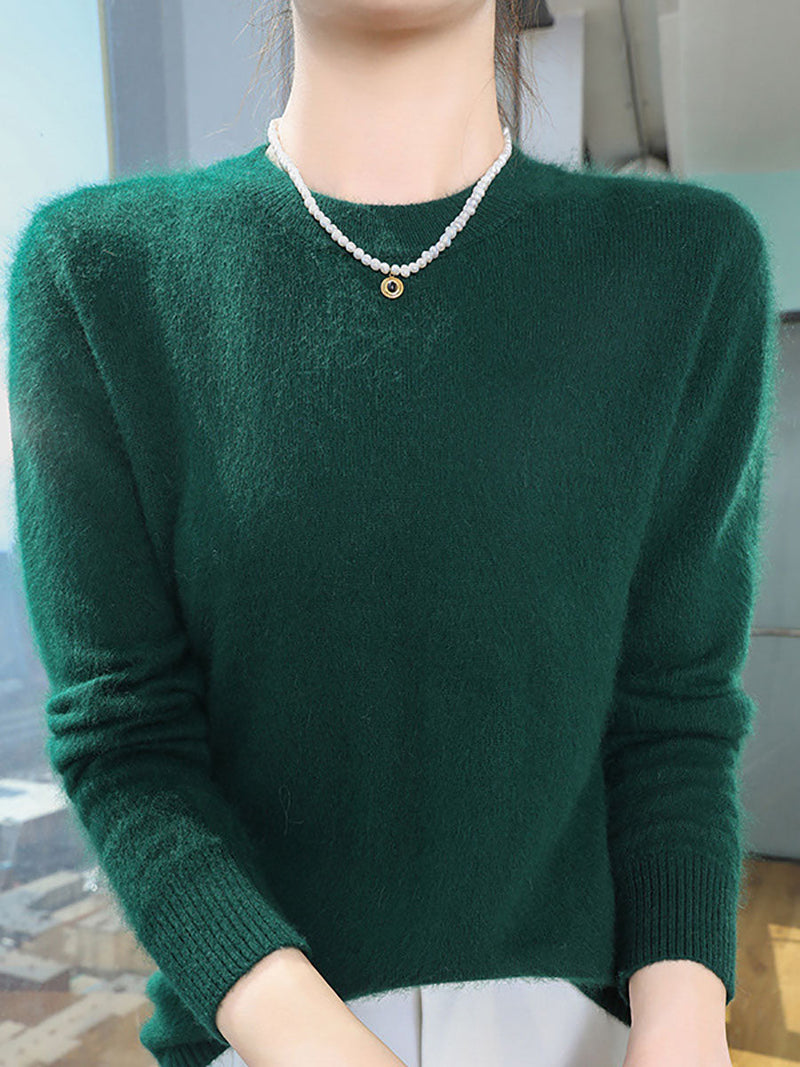 Autumn O-neck Soft 100%wool Sweater Qu030