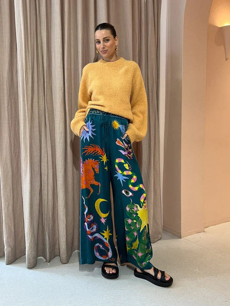 Oversized Fit Abstract Print Shirt & Pants Coord Set