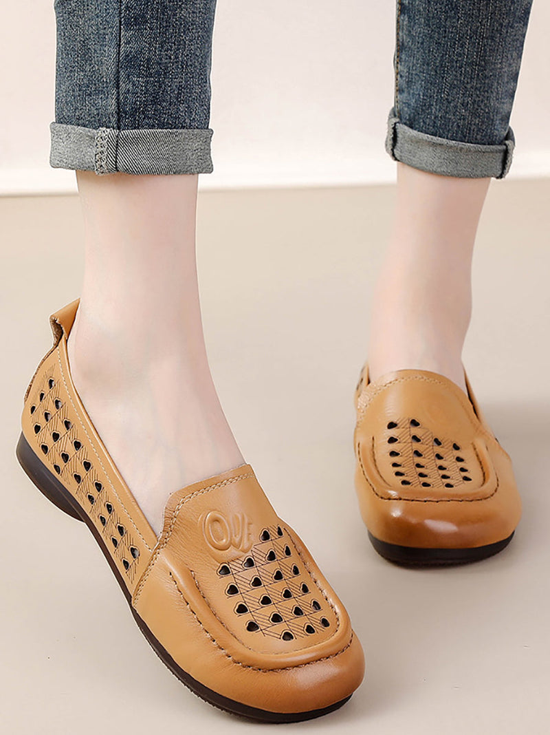 Summer Cutout Genuine Leather Shoes Oo1020