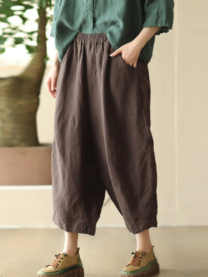 Summer Retro Linen Loose Harem Pants Fd009