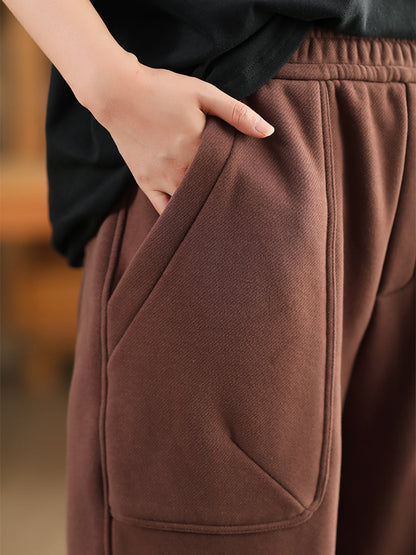 Autumn Cotton Fleece-lined Harem Pants Wg014