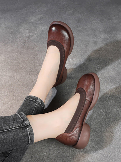 Summer Genuine Leather Low Heel Shoes Fd016