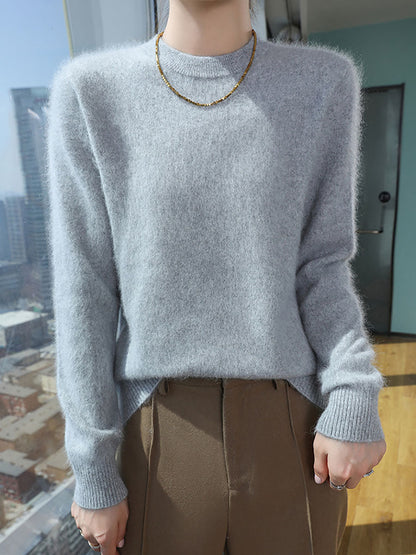 Autumn O-neck Soft 100%wool Sweater Qu030
