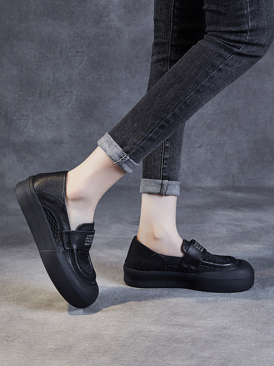 Summer Leather Cutout Flat Shoes Pp1030