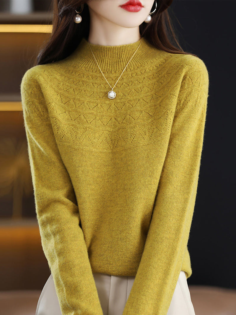 Autumn Cable Knit 100%wool Half Turtleneck Sweater Qn017