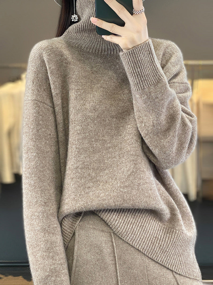 Autumn Turtleneck 100%wool Sweater Qu012