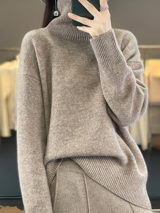 Autumn Turtleneck 100%wool Sweater Qu012