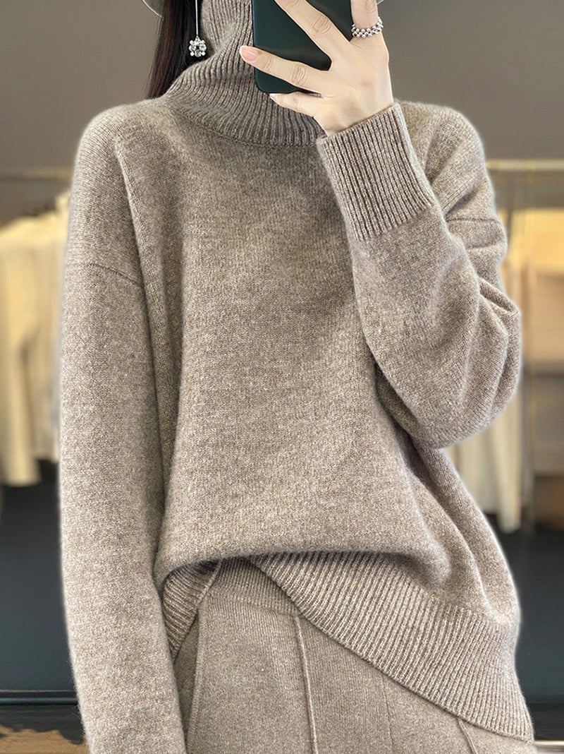 Autumn Turtleneck 100%wool Sweater Qu012